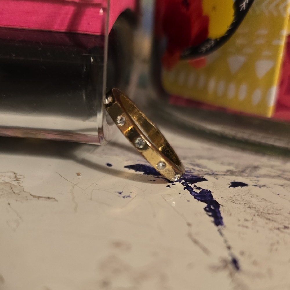 Gold Ring with Clear Stones